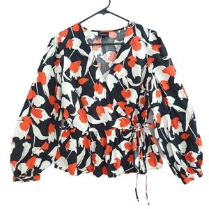 Who What Wear Peplum Criss Cross Top